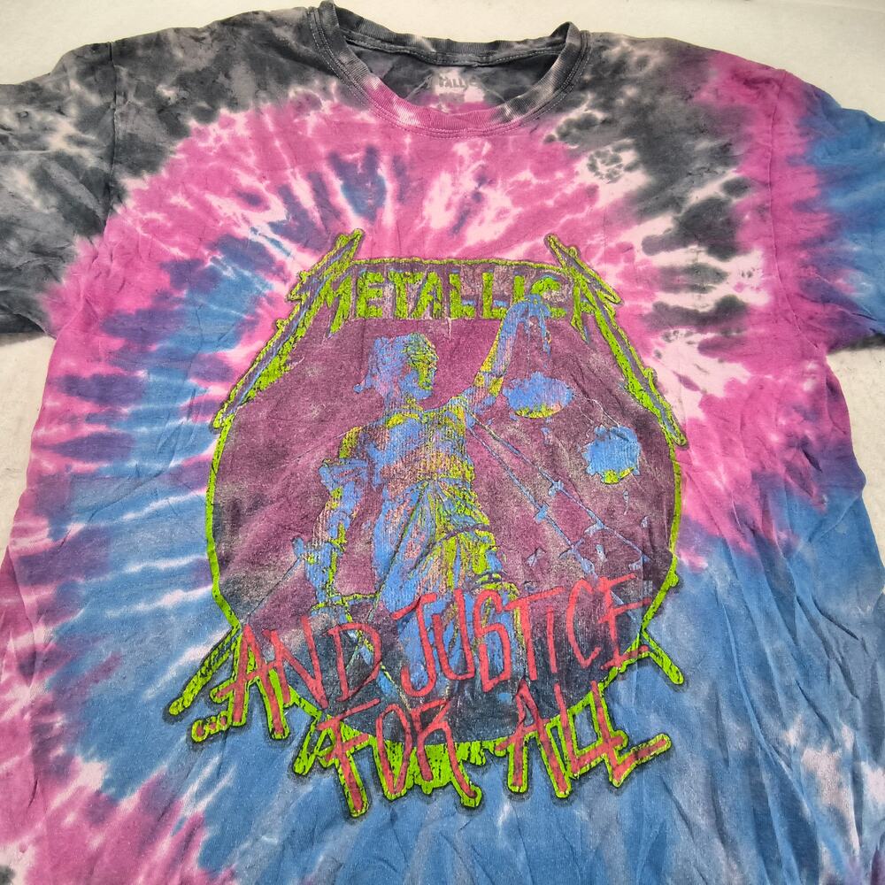 Metallica Band Graphic Crew Neck Short Sleeve T Shirt Mens Size Small S Tie Dye